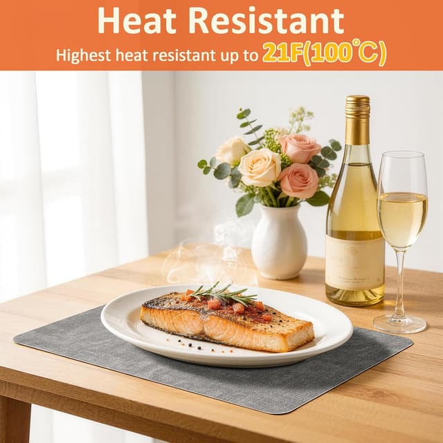 Thumbnail 4 de Euqvunn Set Table 6 pièces Gris Double Face 43×30 cm