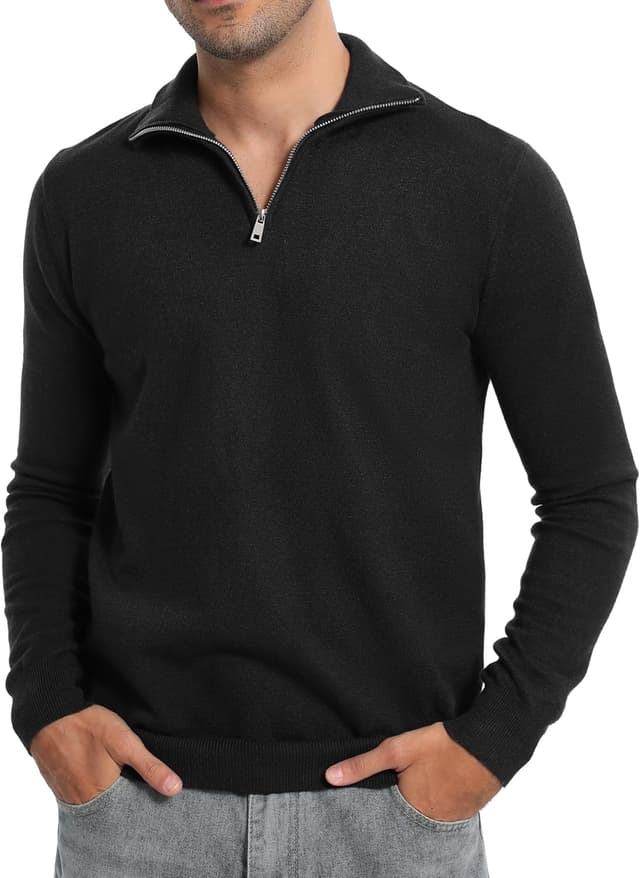 Detalle de Pull homme Yukiuiny col zippé effet haut roulé Noël flocon de neige