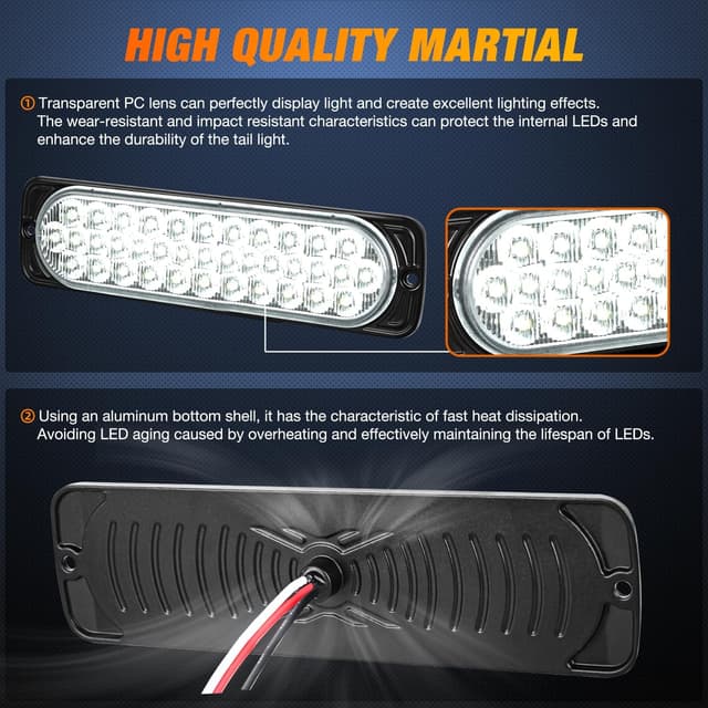 Detalle 1 de Nilight 7.5-Inch Aluminum Housing Tail Light (2 PCS) with 36 LED White Reverse Marker Lights, IP67 Waterproof for 10–30V Vehicles