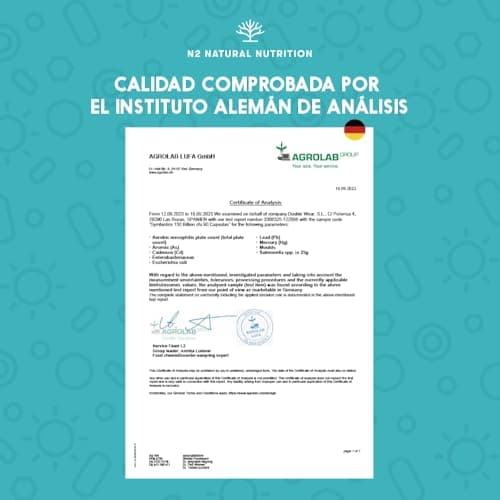 Detalle de N2 Natural Nutrition Symbiotics 150, 90 cápsulas