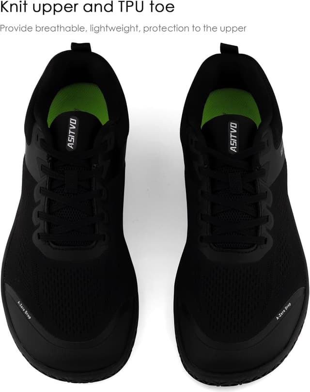 Detalle de ASITVO Wide Barefoot Shoes for Men — Zero-Drop Minimalist Gym Cross Trainers with Wide Toe Box