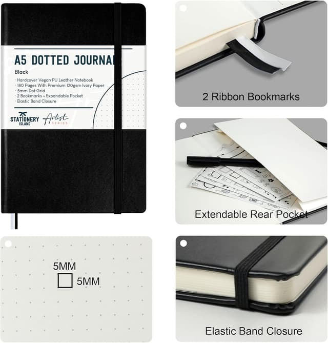 Thumbnail 6 de STATIONERY ISLAND Carnet A5 pointillé turquoise à reliure cartonnée (180 pages, 120 g/m²)