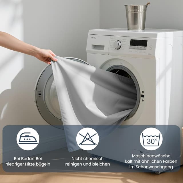 Detalle de REDKEY Duschvorhang 240x200 cm mit Gewichtsleiste unten, anti-schimmel, waschbar (PVC/ Textil), grau – 16 Haken