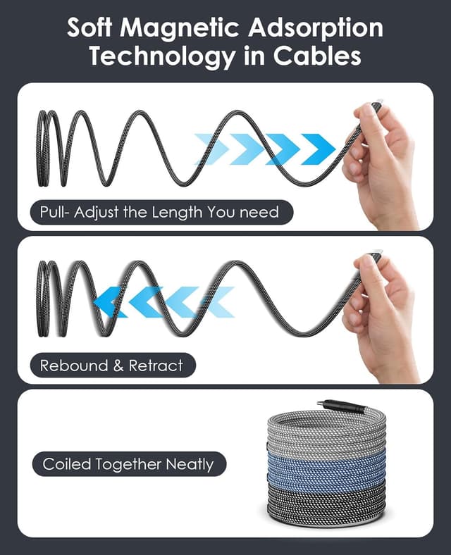 Detalle 2 de Magtame Magnetic USB‑C Cable 1.5M coiled cable