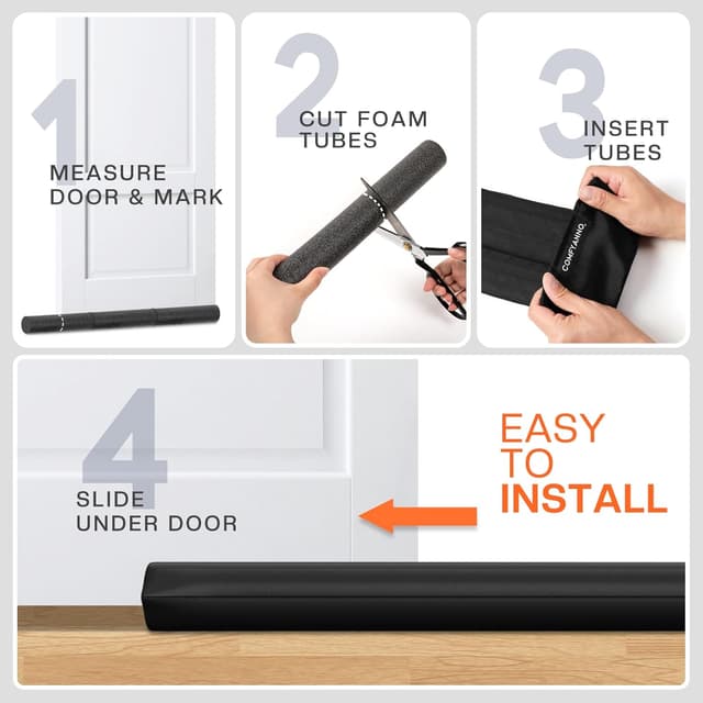 Detalle de Comfyanno Under Door Draft Stopper (Bottom Door Seal & Gap Filler) for 30–36 in Doors, No Adhesive, Black
