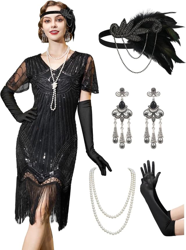 Imagen de YESSA 20er Jahre Kostüm Damen Gatsby Kleid en OfertitasTOP