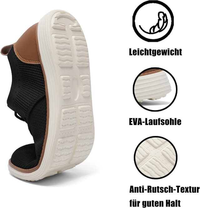 Detalle de SHULOOK Herren atmungsaktive gestrickte Sneaker-Schuhe mit Schnürung (Memory-Foam-Einlegesohle)