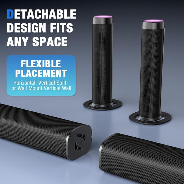 Thumbnail 6 de FHNFHN 100W Sound Bar for Smart TV with Bluetooth 5.3, ARC/Opt/AUX, and Dynamic RGB Lighting