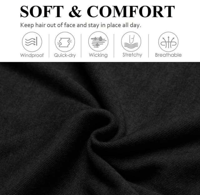 Detalle de Huachi Women’s Headbands (16-Pack) — Soft Elastic Cloth Non-Slip Headbands in Neutral Colors