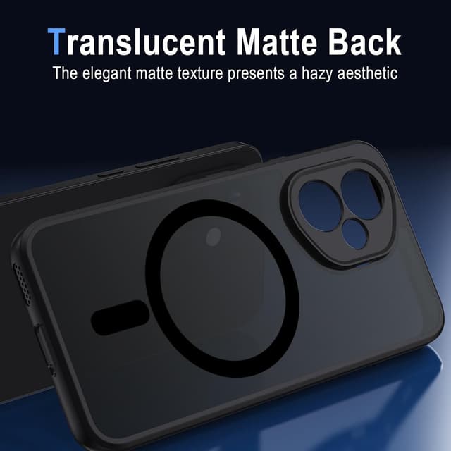 Detalle de XTCASE Coque magnétique pour Honor 400 5G compatible MagSafe – dos mat translucide noir avec bumper TPU anti-chocs