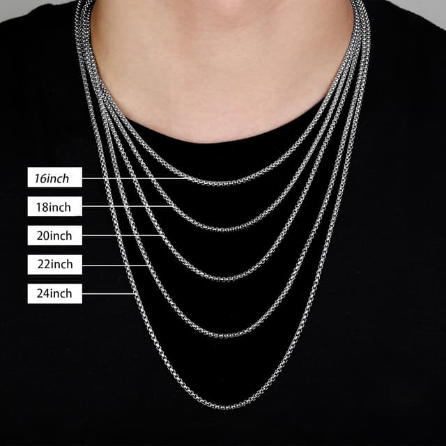 Detalle 2 de TINGN Kreuz Halskette für Herren & Jungen aus Edelstahl – schlichtes Taufkreuz in Silberfarben (16–24")