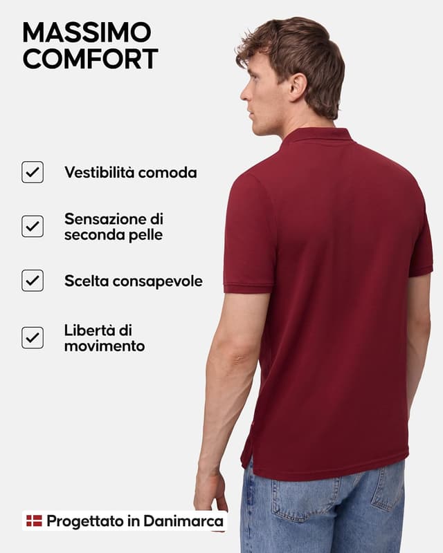 Detalle de DANISH ENDURANCE polo uomo in cotone biologico premium a manica corta (piqué traspirante)