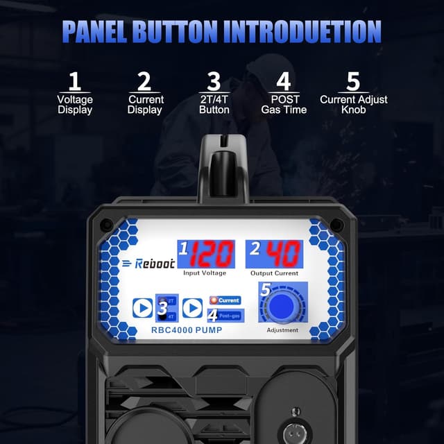 Detalle de Reboot Plasma Cutter With Built-In Air Compressor 40A (120V) IGBT Inverter Digital Cutting Machine