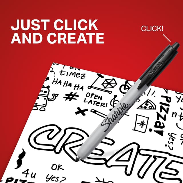 Thumbnail 4 de Sharpie Retractable Fine Black Markers 12