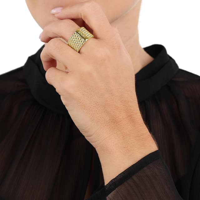 Detalle 2 de JOOP! Ring aus Edelstahl für Damen in Gold-Optik mit JOOP! Dead-Design & Schmuck-Geschenkbox