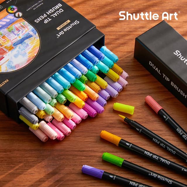 Thumbnail 6 de Shuttle Art Pastel Brush Pens (56 colours) – Dual tip brush markers with fineliner for colouring, sketching and journaling