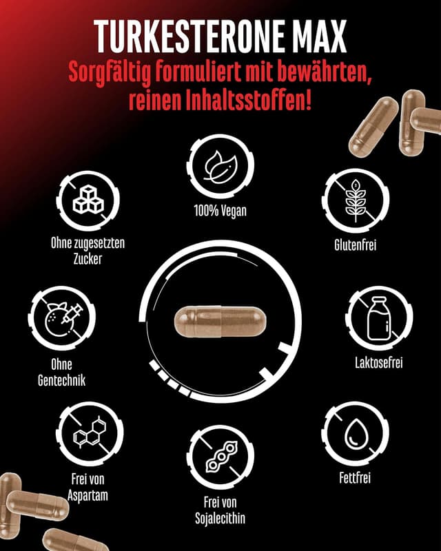 Detalle de GEN German Elite Nutrition Turkesteron Max (120 Kapseln) – Extra hochdosiert mit 1.510 mg Tagesportion