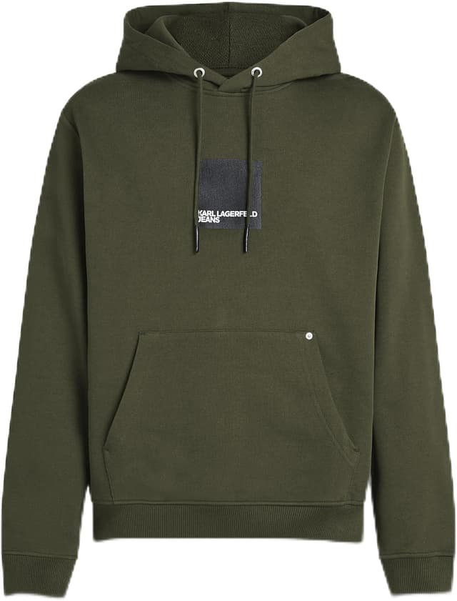 Detalle de Karl Lagerfeld Jeans Herren Box Logo Hoodie mit normaler Passform (Forest Night)