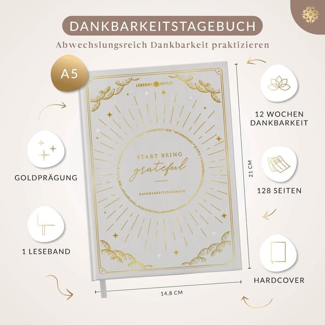 Detalle 2 de LEBENSKOMPASS Sunlight Dankbarkeitstagebuch