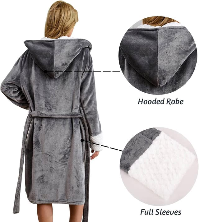 Thumbnail 2 de CMTOP Peignoirs Femme Capuche Doux 2 Poches