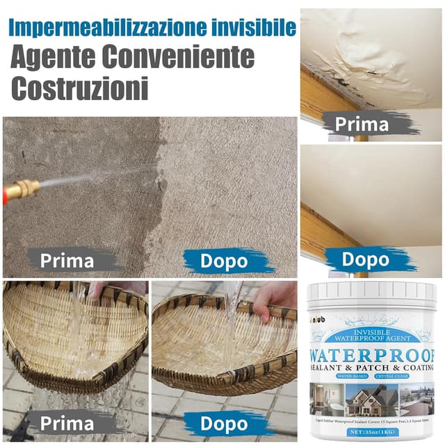 Detalle de NIUB sigillante impermeabile trasparente 1KG: guaina liquida invisibile per terrazzi, balconi e superfici