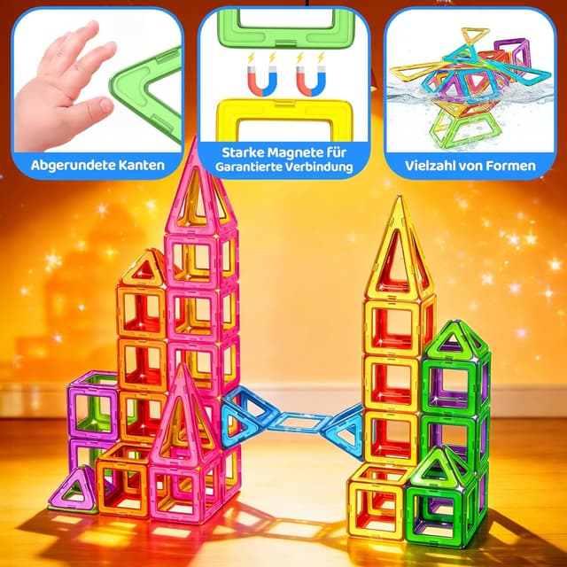 Detalle 1 de WOOBLO Magnetische Bausteine 50 Teile für STEM