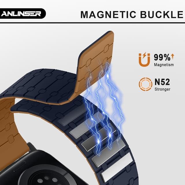 Detalle 2 de Anlinser Reversible Magnetic Apple Watch Strap (42mm/41mm/40mm/38mm) – Brown/Indigo