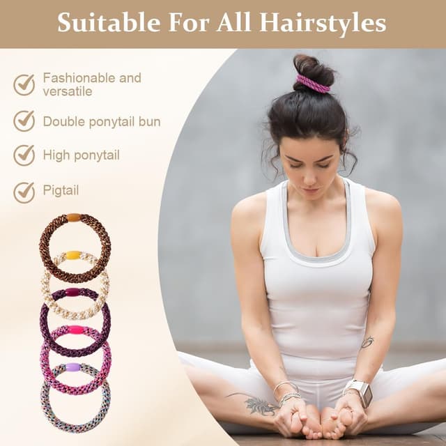 Detalle de LOPHE 10 elastici per capelli senza metallo Maillard/Blue Fantasy