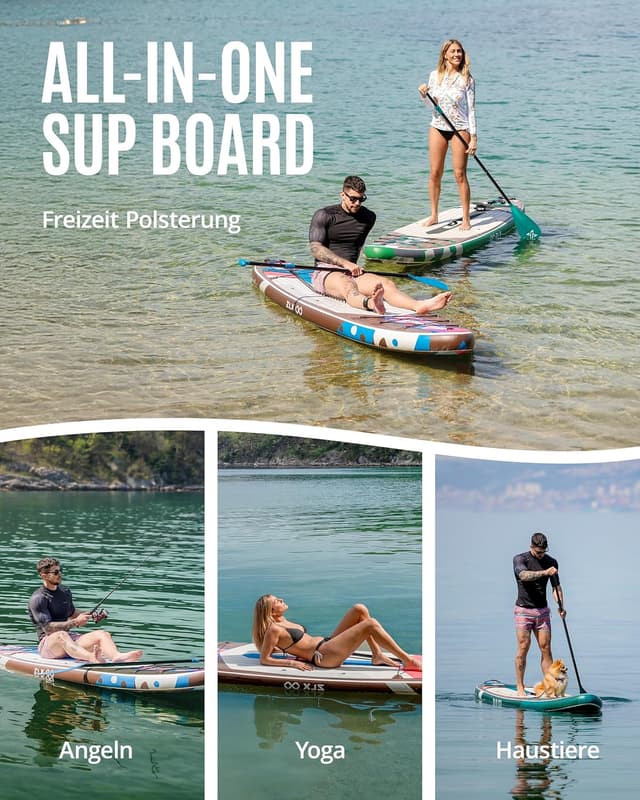 Detalle 1 de ZLX SUP-Board mit Sitz (320 cm) – aufblasbares Stand up Paddling Board für Erwachsene, Familien & Anfänger
