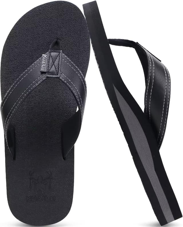 Detalle de KuaiLu men’s leather arch support flip flops