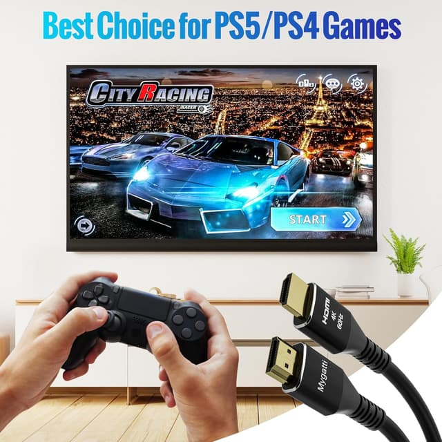 Thumbnail 6 de Mygatti 4K Ultra HD HDMI 2.0 Kabel-Set (5 m, 5 Stück) mit rechtwinkligen Adaptern, vergoldeten Anschlüssen und Zubehör