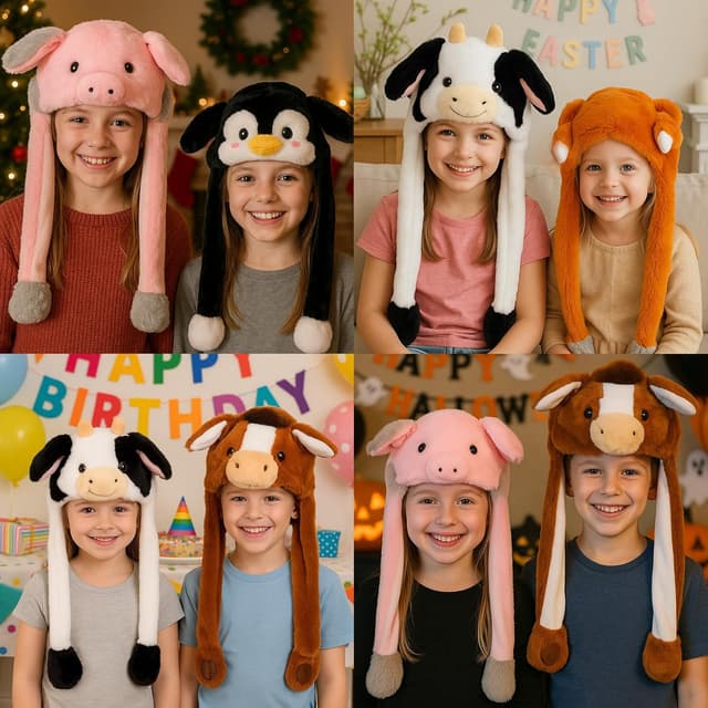 Thumbnail 6 de Deletoys Animal Hat with Moving Ears, Jumping Pop-Up & Beating Plush Cap for Kids
