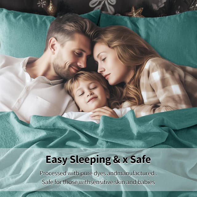 Detalle de LBRO2M 100% Pure Linen Sheet Set (King, Deep Pocket Up to 16") – 6-Piece Natural Flax