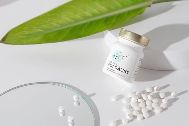 Detalle de Folsäure-Tabletten (800 μg Folat + 25 μg Vitamin B12) mit 5-MTHF – 180 vegane Tabletten im 6-Monatsvorrat