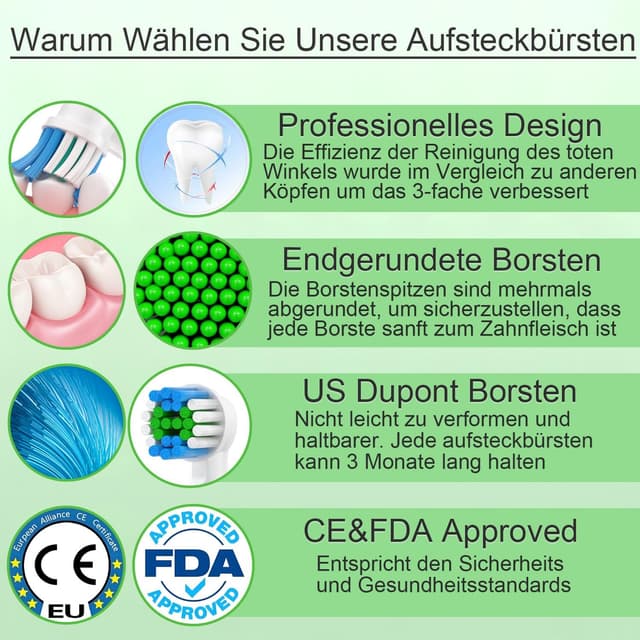 Detalle 1 de Qitizu Aufsteckbürsten Oral-B, 20 Stück