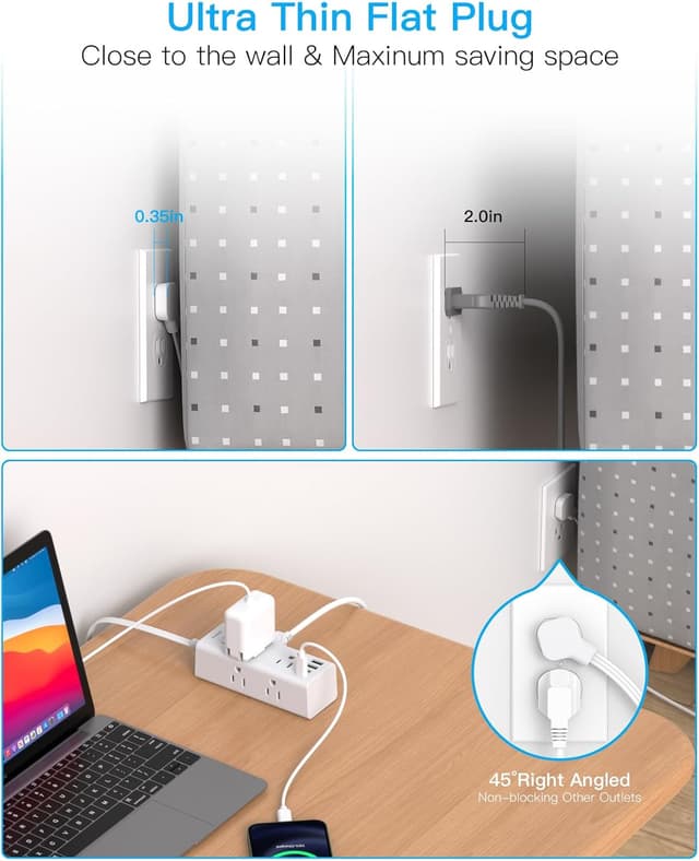 Thumbnail 5 de One Beat 10 ft Power Strip 6-Outlet with USB ๐