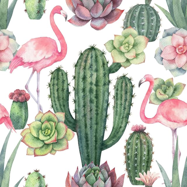 Imagen de VEELIKE Watercolor Cactus Flamingo Wallpaper 44.5×300cm en OfertitasTOP