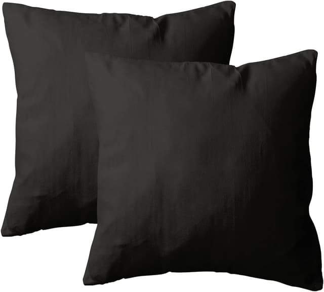 Detalle de Amolavet Kissenbezug 80x80 Schwarz im 2er-Set – 100% gebürstete Mikrofaser mit Hotelverschluss