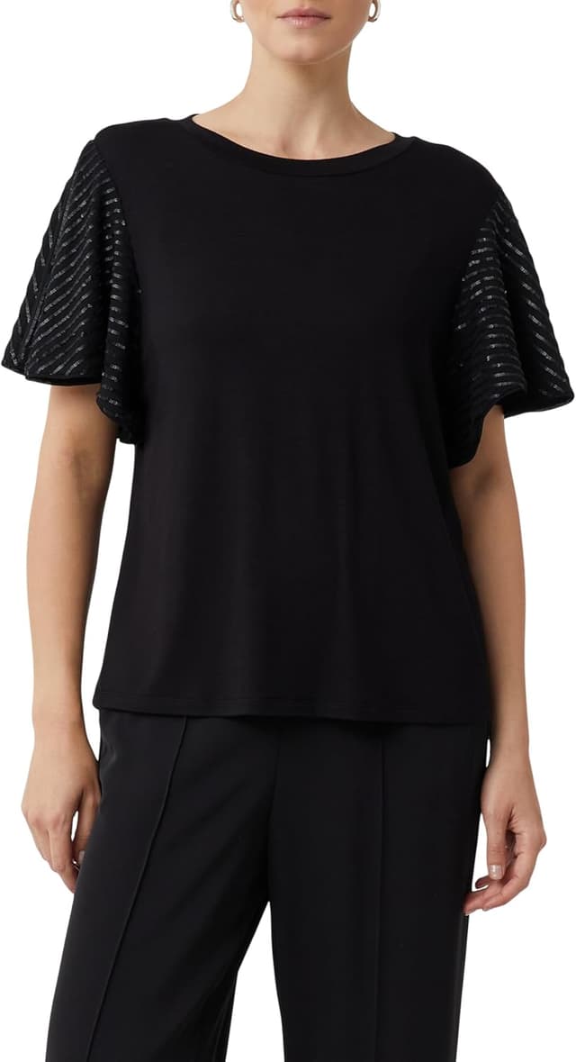 Detalle de Comma Damen T-Shirt Volants Pailetten