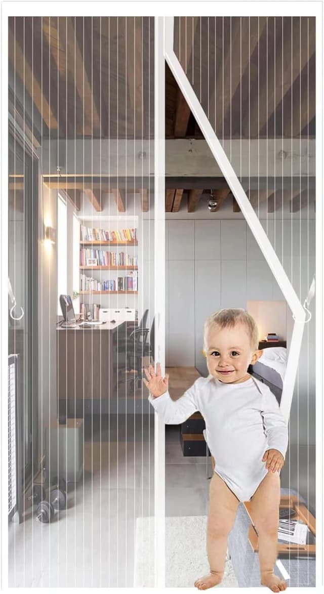 Detalle de JIANJIAO zanzariera magnetica per porta 80x220 cm con chiusura automatica, bianco