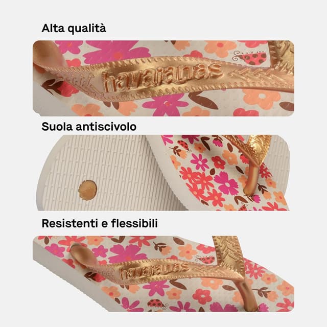 Detalle de Havaianas Hav. Kids Flores infradito bambine e ragazze con suola antiscivolo