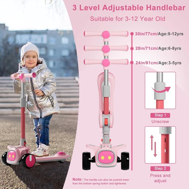 Detalle de Unbreakable 2-in-1 Kids Scooter Ages 3-8 🛴
