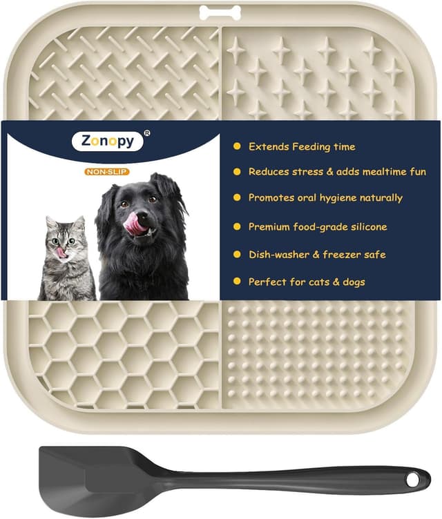 Detalle de Zonopy Licking Mat for Dogs & Cats with Suction Cups (Square Slow Feeder Lick Pad, 1 Pack)