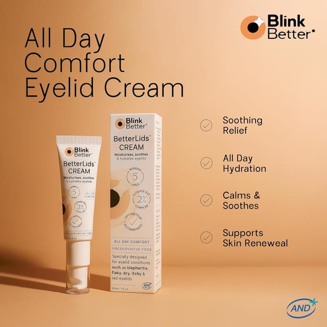 Detalle 2 de BlinkBetter BetterLids Restore Eyelid Cream (3% Oat & Ceramides) — Barrier Support for Dry, Itchy, Red Eyelids, 1 fl oz