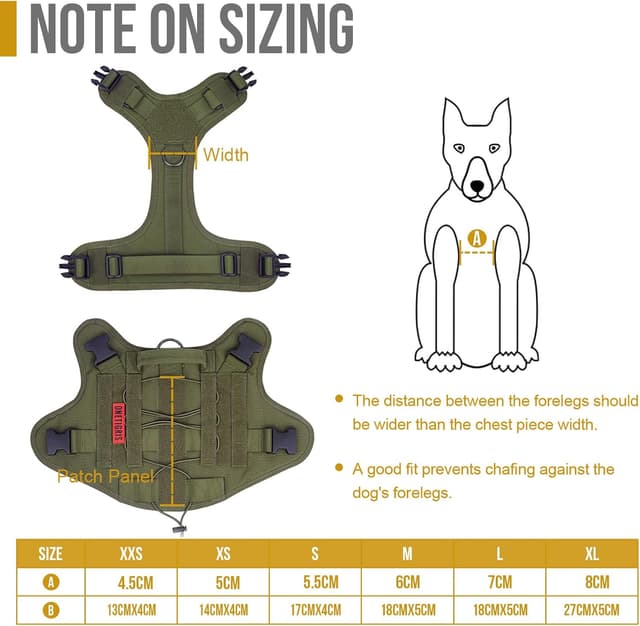 Detalle de OneTigris Tactical Dog Harness Vest (No-Pull) with Hook & Loop Panels, Adjustable Vest Harness – S, Green
