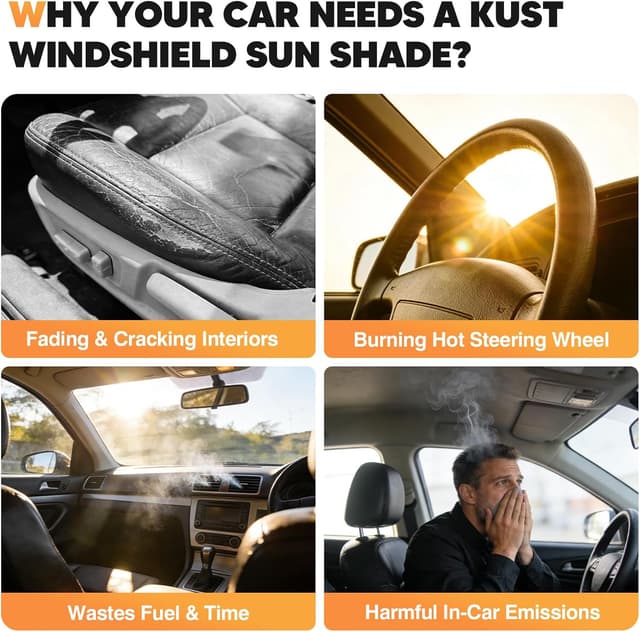 Detalle de KUST Windshield Sun Shade for Mazda CX-5 (2018–2025) — Foldable UV Sun Visor with Aluminum Film