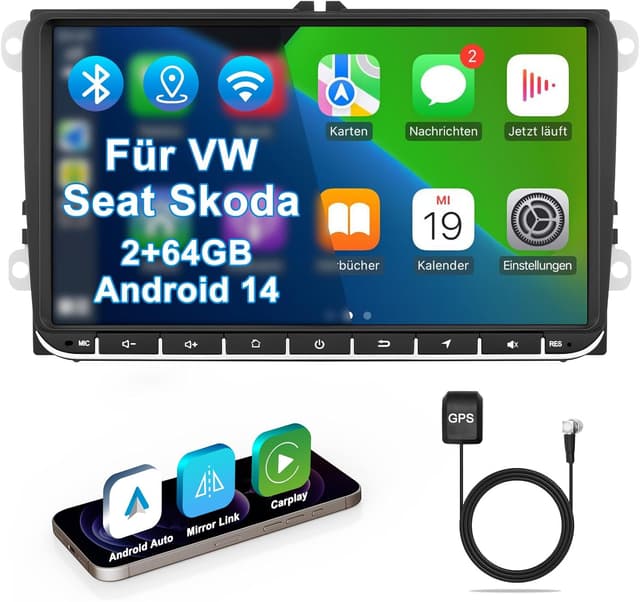 Detalle de VW Autoradio 9 Zoll 2+64GB für Golf 5–6