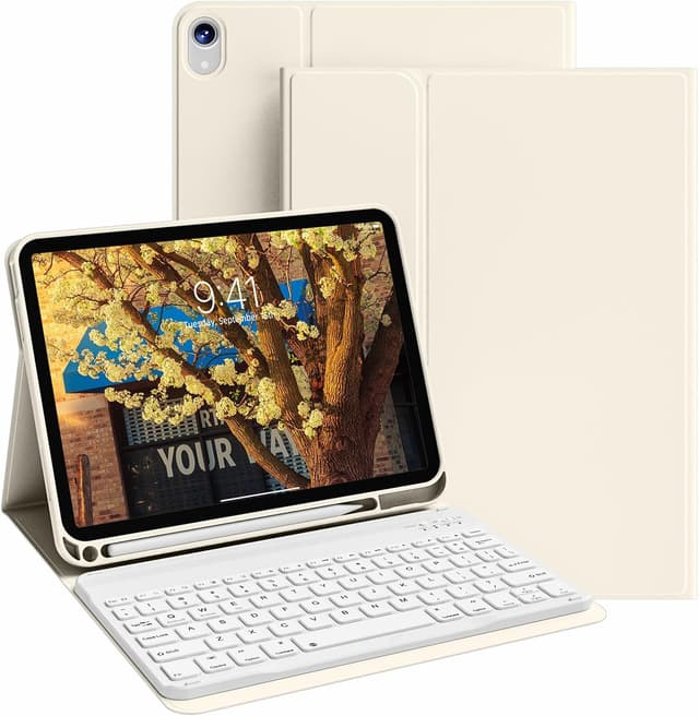 Detalle de zoyu Keyboard Case for iPad (11th Gen A16, 2025) & iPad 10th Gen (2022) — detachable magnetic wireless keyboard folio in beige