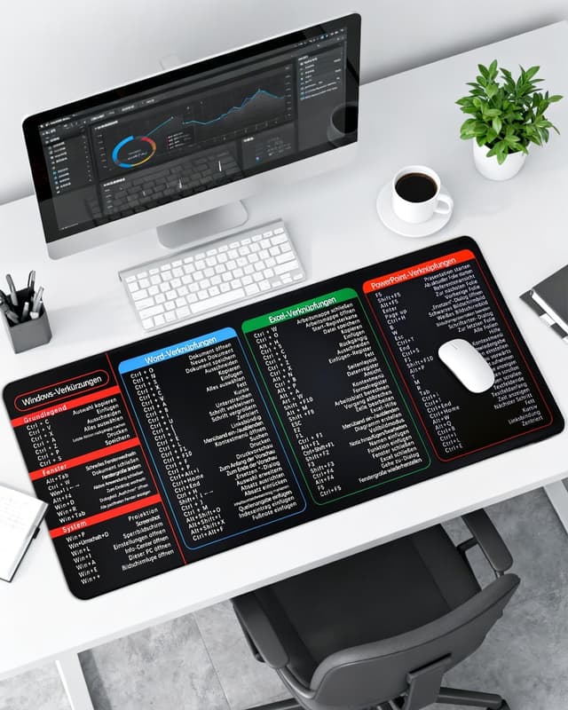 Thumbnail 6 de 80x30 cm Excel Pad Deutsch & Excel Mauspad Deutsch – Schreibtischunterlage mit Handgelenkstütze für Home Office, Büro & Lernen