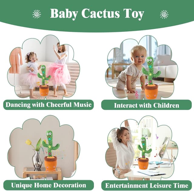Thumbnail 5 de MIAODAM Dancing Cactus 10 Songs Talking Toy
